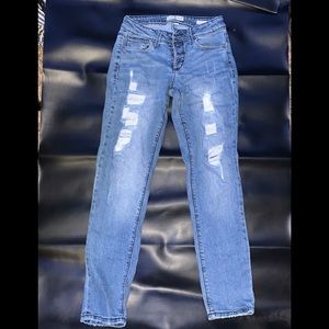 Black daisy relaxed skinny jeans